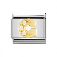 Nomination 18ct Gold CZ set Initial G Charm.