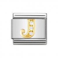 Nomination 18ct Gold CZ set Initial J Charm.