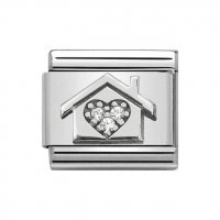 Nomination Classic Silver CZ set  HOME WITH HEART Charm.