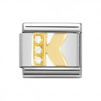 Nomination 18ct Gold CZ set Initial K Charm.