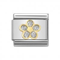 Nomination 18ct Gold Glitter Flower Plate Charm.
