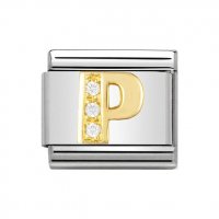 Nomination 18ct Gold CZ set Initial P Charm.