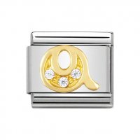 Nomination 18ct Gold CZ set Initial Q Charm.