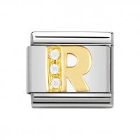 Nomination 18ct Gold CZ set Initial R Charm.