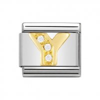 Nomination 18ct Gold CZ set Initial Y Charm.