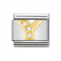 Nomination 18ct Gold CZ set Initial Y Charm.