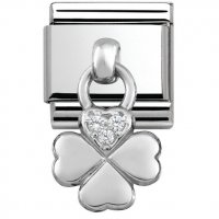 Nomination Drop Silver CZ Clover Charm.