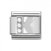 Nomination Silver CZ Initial K Charm.
