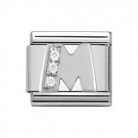 Nomination Silver CZ Initial M Charm.