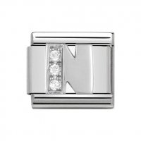 Nomination Silver CZ Initial N Charm.