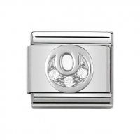 Nomination Silver CZ Initial O Charm.