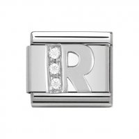 Nomination Silver CZ Initial R Charm.