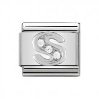 Nomination Silver CZ Initial S Charm.