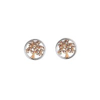 Silver & Rose Gold Vermeil CZ Tree of Life Stud Earring