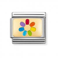 Nomination 18ct & Enamel Rainbow Daisy Flower Charm.