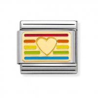 Nomination 18ct & Enamel Rainbow Heart Flag Charm.
