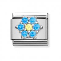 Nomination Silver Blue & Yellow CZ Flower Charm