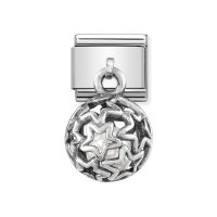 Nomination Classic Silver & White Swarovski Pearl Stars Caged Pendant Charm