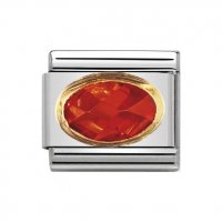 Nomination 18ct Gold CZ set Orange Oval Faceted Charm.