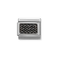 Nomination Silver Black Rectangular Pave CZ Charm