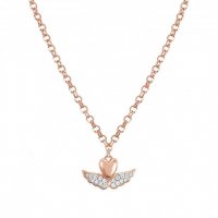 Sweetrock Silver Rose & CZ Winged Heart Necklet