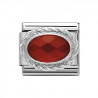 Nomination Silver set Red Agate Oval Charm.