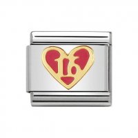 Nomination 18ct & Enamel Pink Sweet 16 Heart Charm.