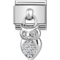 Nomination Drop Silver CZ Owl Charm.