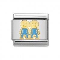 Nomination Stainless Steel, 18ct & Enamel Blue Boys Charm.