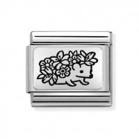 Nomination Silver Hedgehog with Flowers Charm