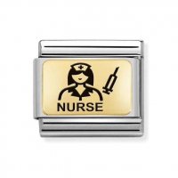 Nomination Gold & Black Nurse Plate Charm