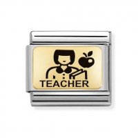 Nomination Gold & Black Teacher Plate Charm