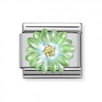 Nomination Silver CZ Green Flower cz Charm