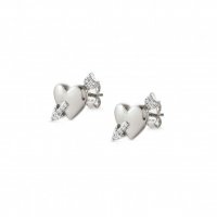 Sweetrock Silver & CZ Heart with Arrow Earrings