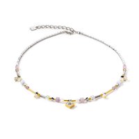 Coeur De Lion Brilliant Square Precious multicolour romantic pastel Necklet