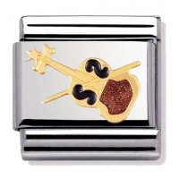 Nomination 18ct Gold & Enamel Violin Charm.