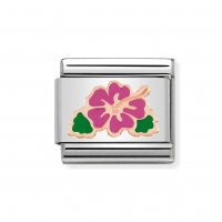 Nomination 9ct Rose Gold & Enamel Fuchsia Ibiscus Charm