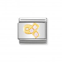 Nomination Stainless Steel, 18ct Gold CZ set Pink Ribbon Charm.
