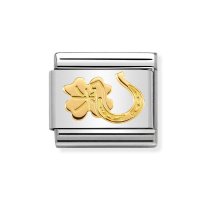 Nomination 18ct Gold Horse Shoe and 4 Leaf Clover Charm.