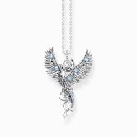 Thomas Sabo Silver necklace with Phoenix Pendant and various colourful stones