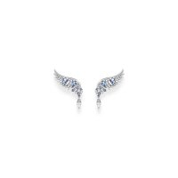 Thomas Sabo Silver Ear Studs Phoenix wing with blue stones