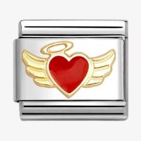 Nomination 18ct & Enamel Red Angel Heart Charm.