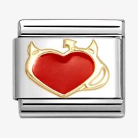 Nomination White Devil Heart Charm 18ct & Enamel.