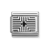 Nomination Silver Black CZ Oxidised Black Stripes Charm