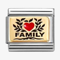 Nomination 18ct Gold Red Heart Family Charm