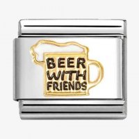 Nomination 18ct Gold Beer With Friends Charm