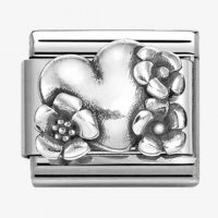 Nomination Silver Oxidised Silver Flowers with Heart Charm