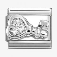 Nomination Silver CZ Heart Key Charm