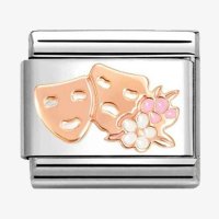 Nomination 9ct Rose Gold & Enamel Theatre Masks with Flowers Charm