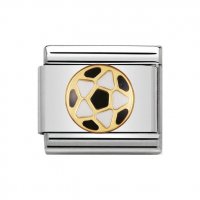 Nomination 18ct & Enamel Black & White Football Charm.